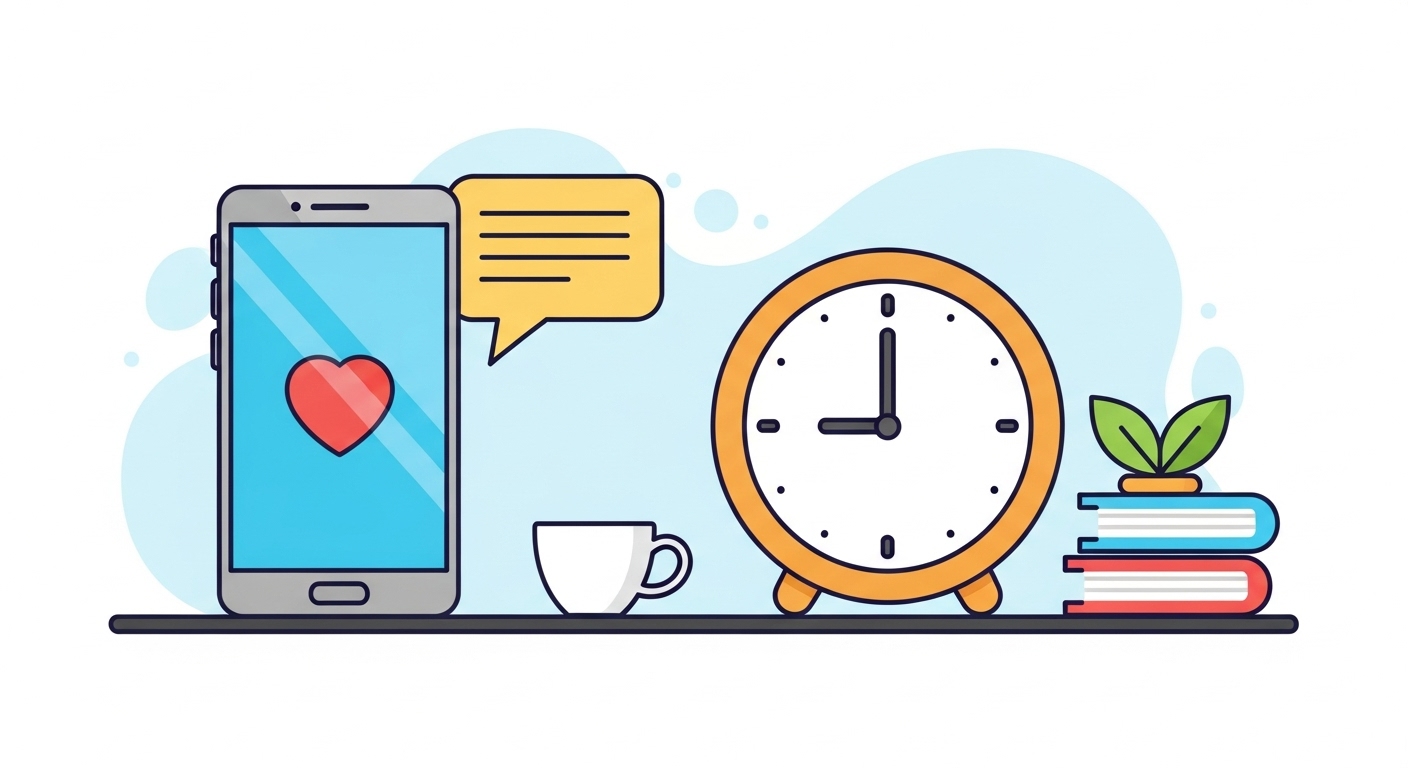 デスクの上のスマートフォンと時計