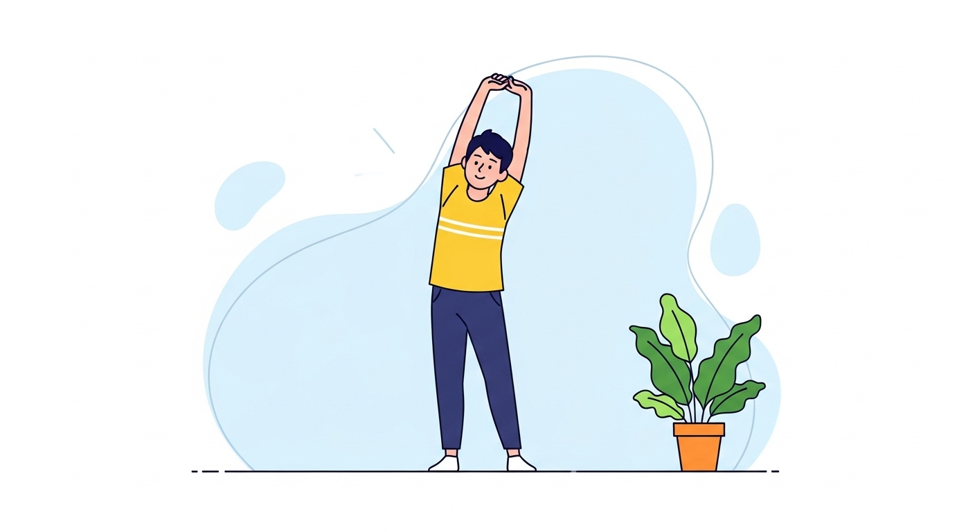 朝にストレッチをする男性