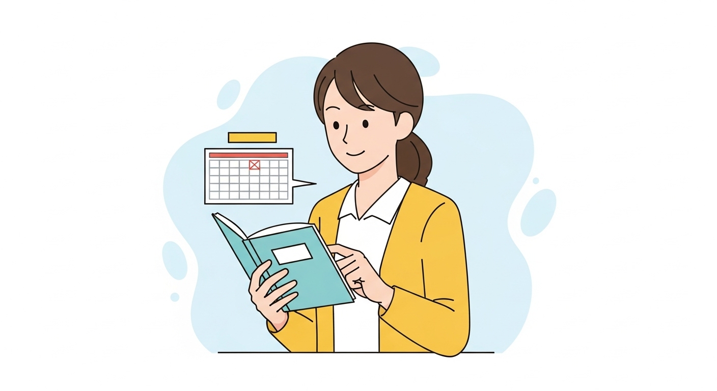 手帳をチェックする女性