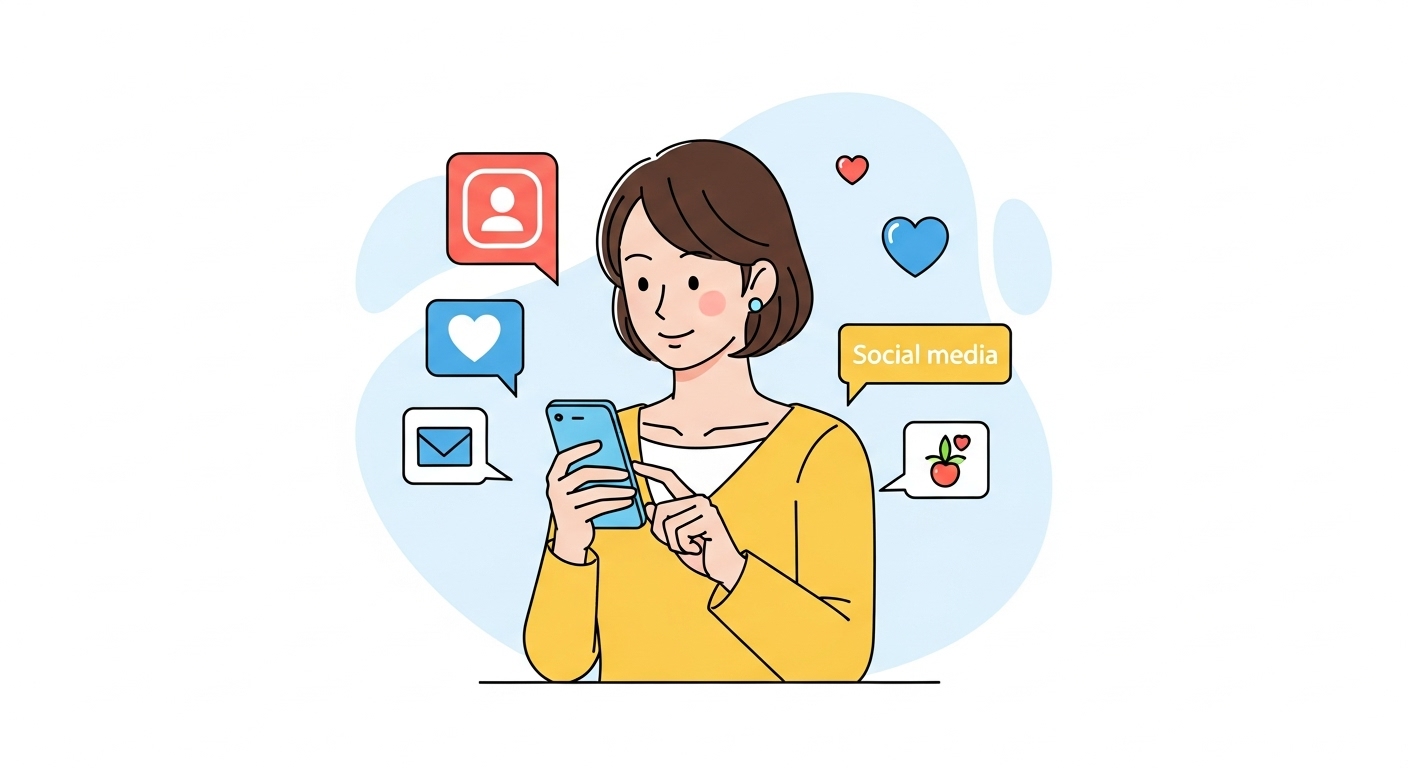 スマートフォンをチェックする女性