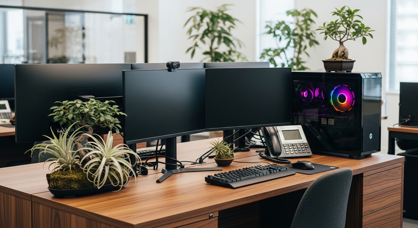 効率化されたオフィスのデスク