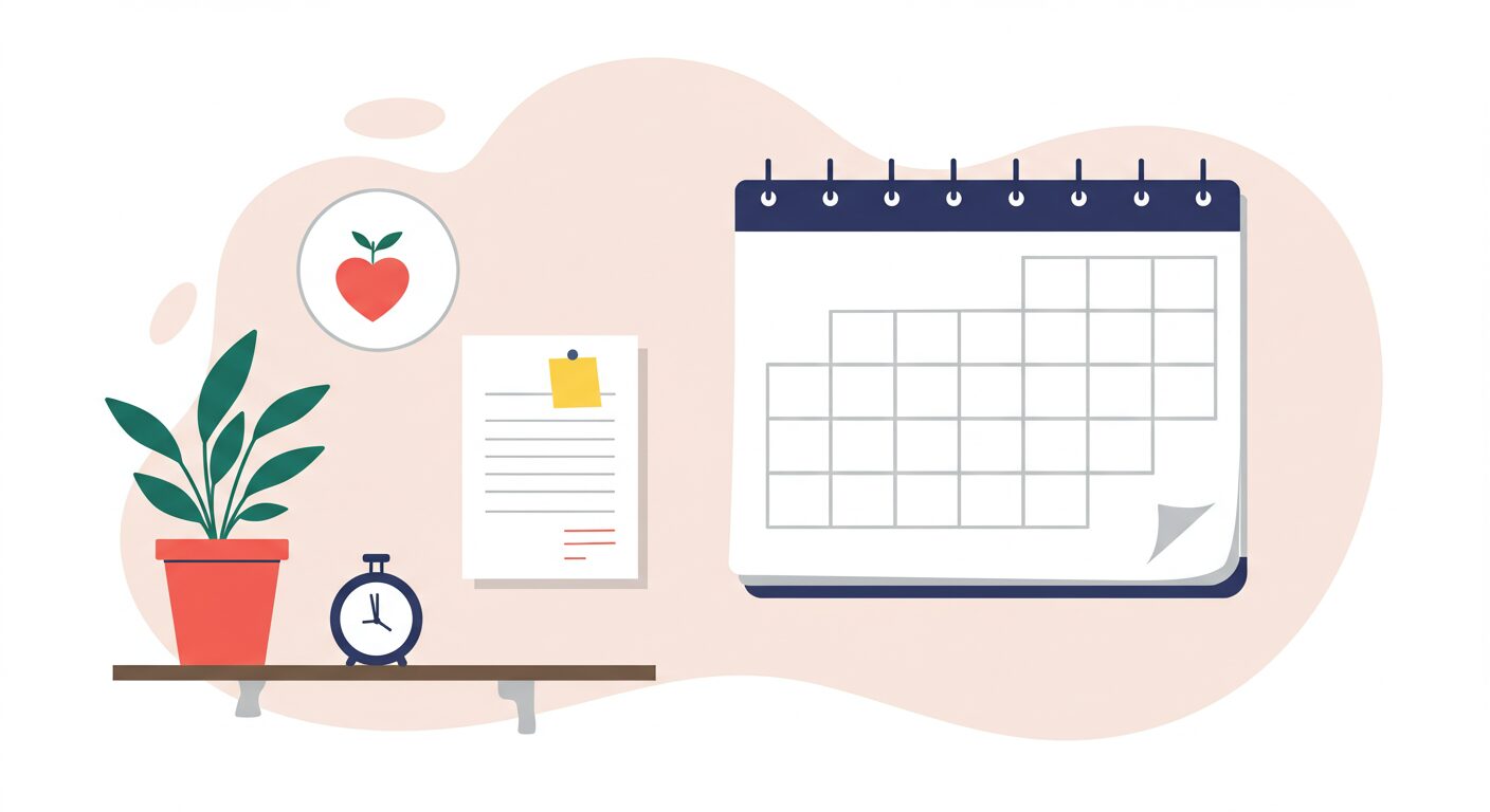 メモが貼られた壁掛けカレンダー