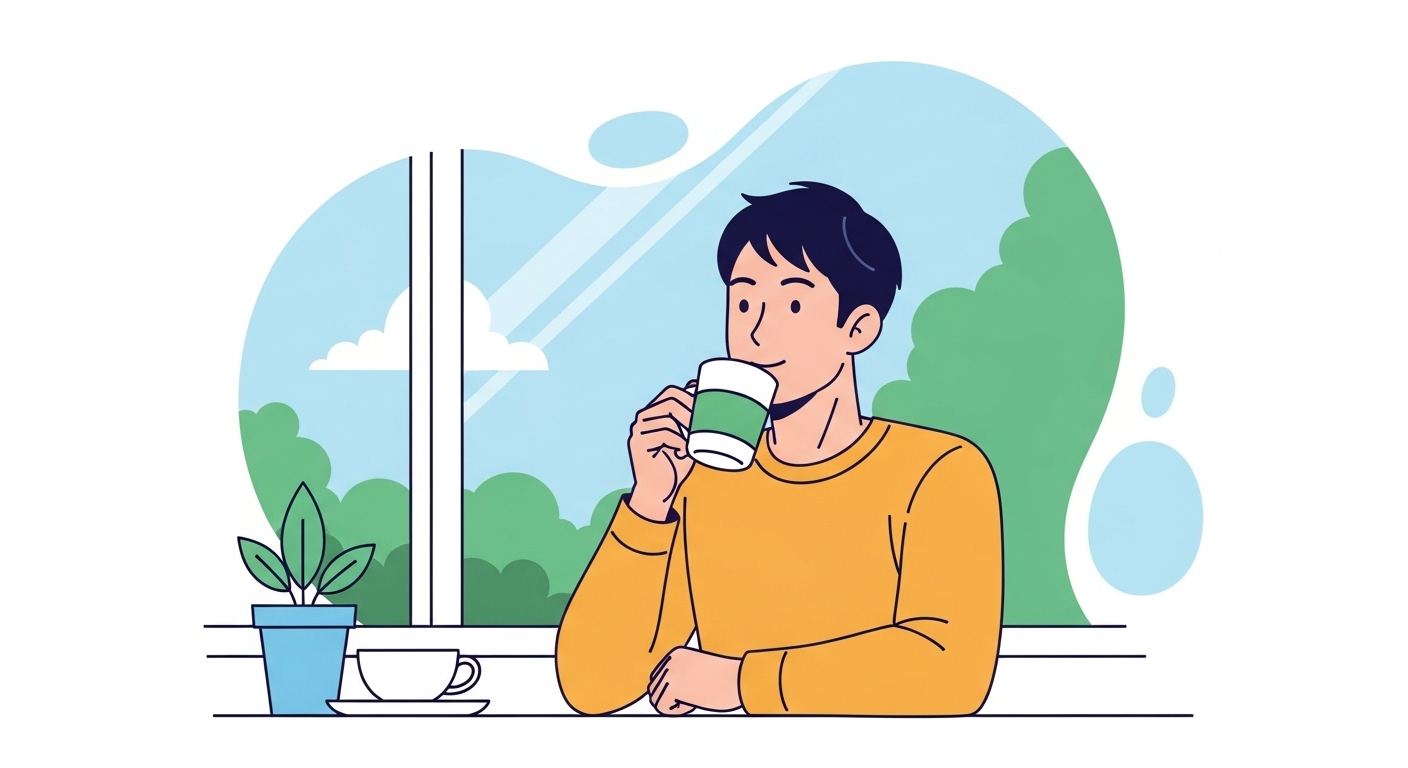 窓辺で物思いにふける男性